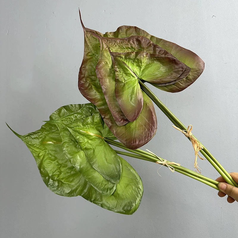 Realistic PU Syngonium Podophyllum Leaves - Set of 3 Lifelike Artificial Foliage Stems, 21" Length for Vase Arrangements, Wedding Decor, Home Styling