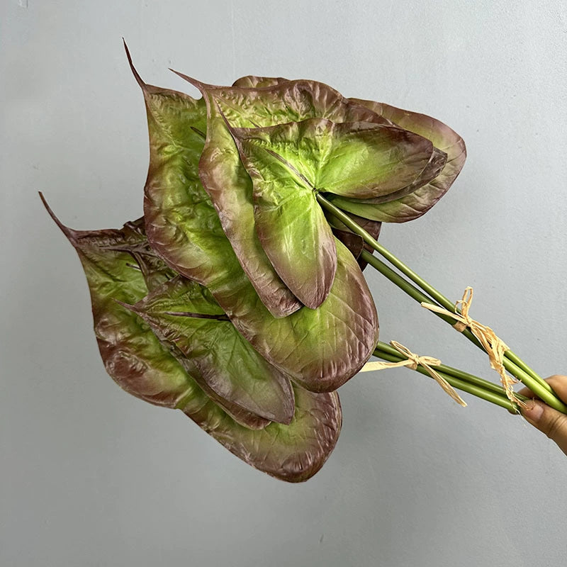 Realistic PU Syngonium Podophyllum Leaves - Set of 3 Lifelike Artificial Foliage Stems, 21" Length for Vase Arrangements, Wedding Decor, Home Styling