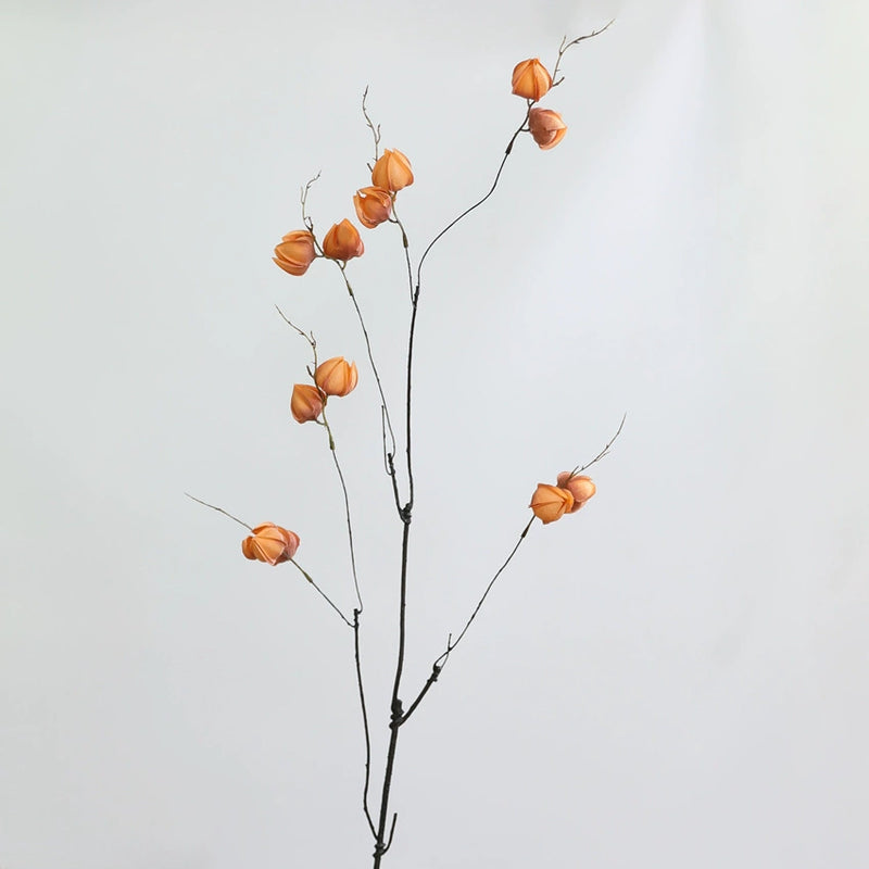 Artificial Physalis Branches, 39" Real-Touch Faux Lantern Fruit Stems, Rustic Home Decor, Wedding & Event Florals, Bulk Discounts Available
