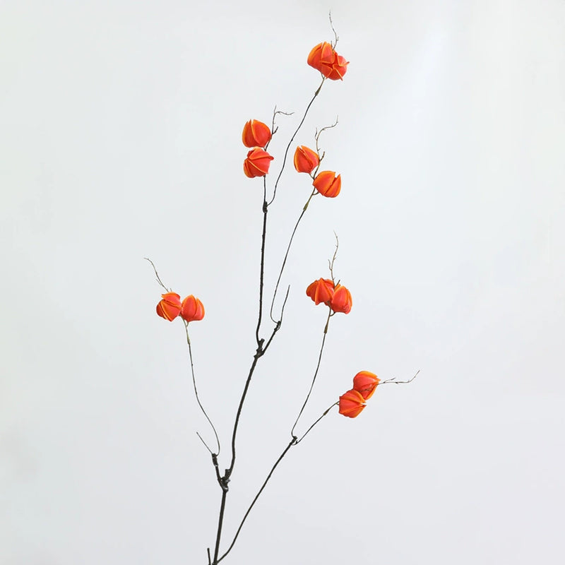 Artificial Physalis Branches, 39" Real-Touch Faux Lantern Fruit Stems, Rustic Home Decor, Wedding & Event Florals, Bulk Discounts Available