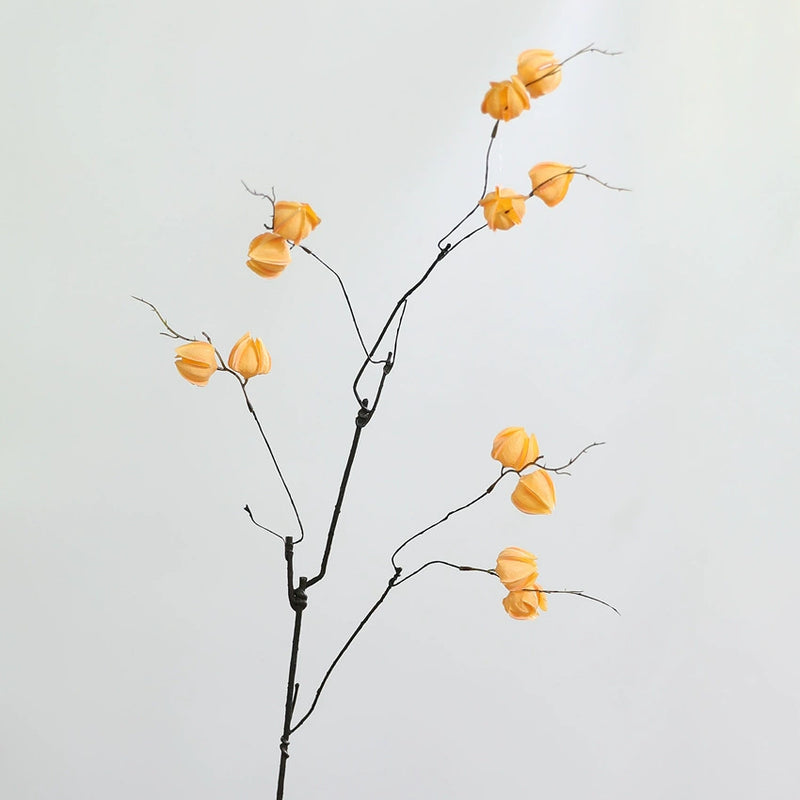 Artificial Physalis Branches, 39" Real-Touch Faux Lantern Fruit Stems, Rustic Home Decor, Wedding & Event Florals, Bulk Discounts Available