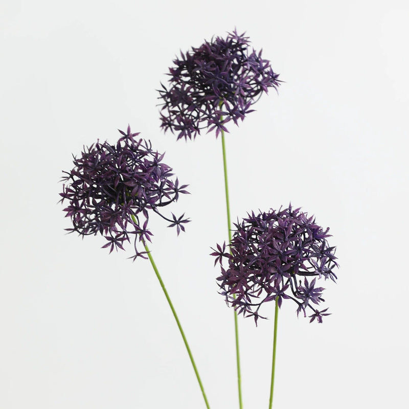 Artificial Hydrangea Stems, 24" Long, Real-Touch Plastic, Purple, Set of 3, Perfect for Vase Arrangements, Home Decor, Wedding & Event Styling