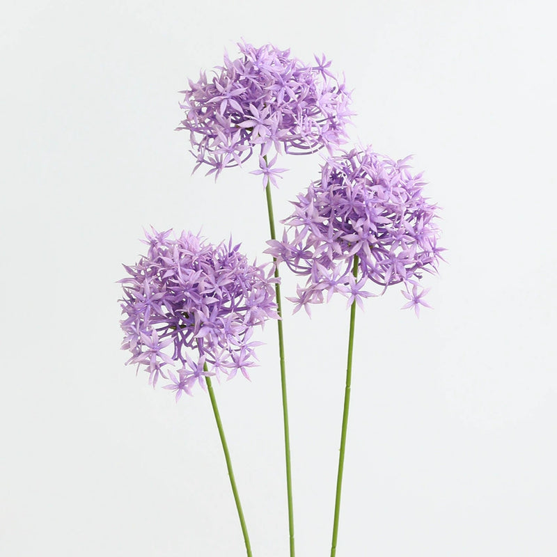Artificial Hydrangea Stems, 24" Long, Real-Touch Plastic, Purple, Set of 3, Perfect for Vase Arrangements, Home Decor, Wedding & Event Styling
