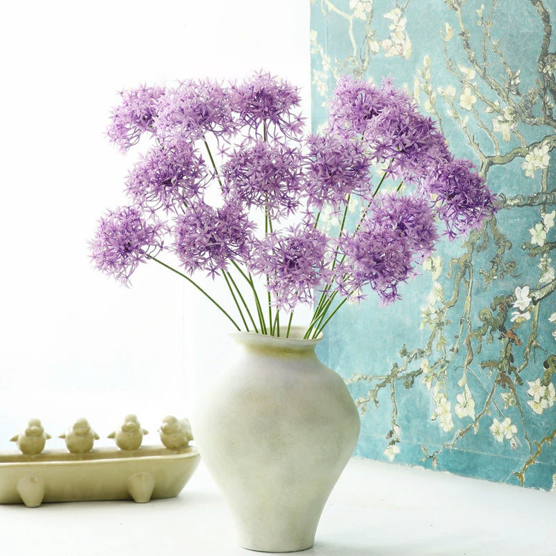 Artificial Hydrangea Stems, 24" Long, Real-Touch Plastic, Purple, Set of 3, Perfect for Vase Arrangements, Home Decor, Wedding & Event Styling
