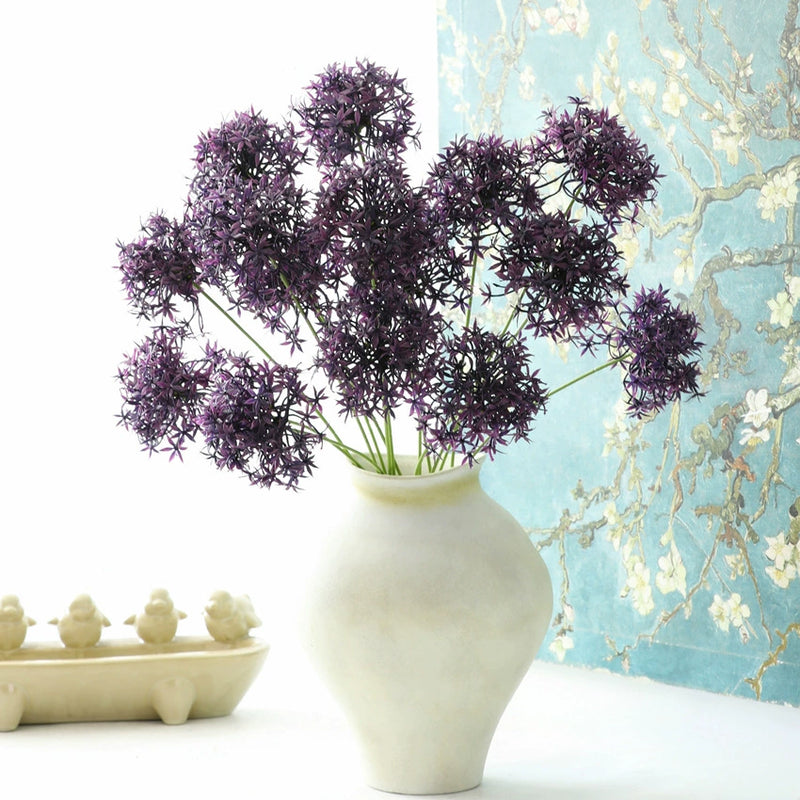 Artificial Hydrangea Stems, 24" Long, Real-Touch Plastic, Purple, Set of 3, Perfect for Vase Arrangements, Home Decor, Wedding & Event Styling