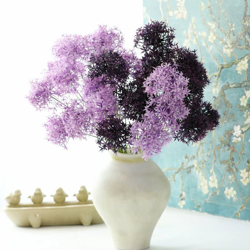Artificial Hydrangea Stems, 24" Long, Real-Touch Plastic, Purple, Set of 3, Perfect for Vase Arrangements, Home Decor, Wedding & Event Styling