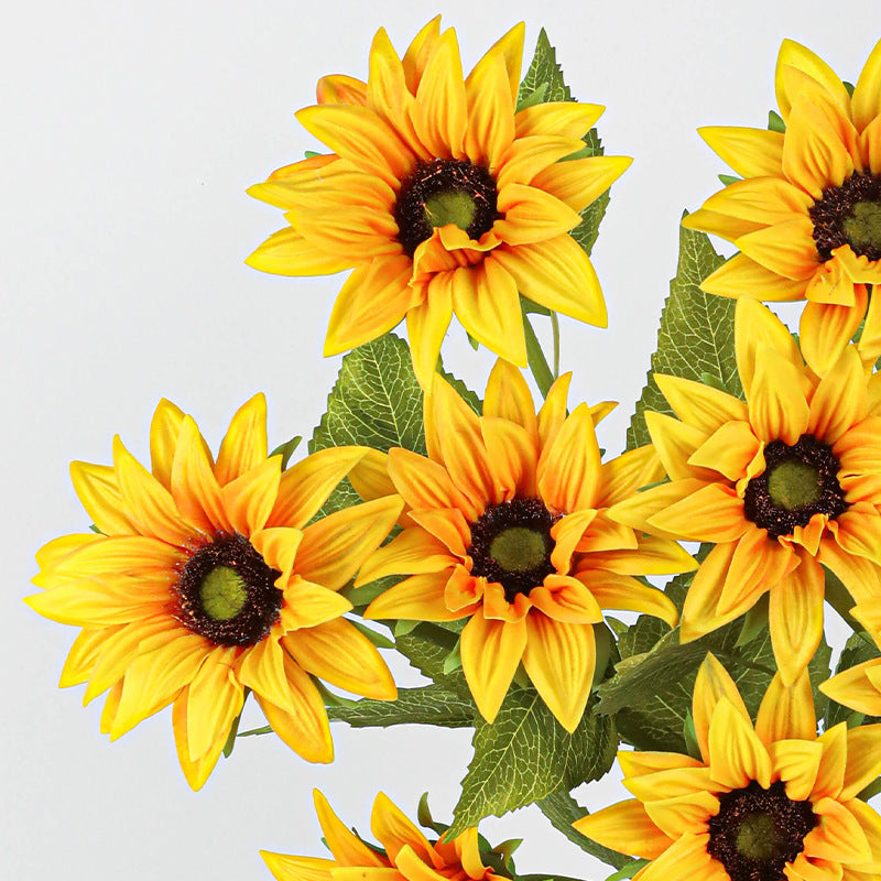Realistic Sunflower Stems, 18" PU Artificial Flowers (2 Stems, 4.5" Heads) for Wedding Centerpieces, Home Decor, Farmhouse Vase Filler