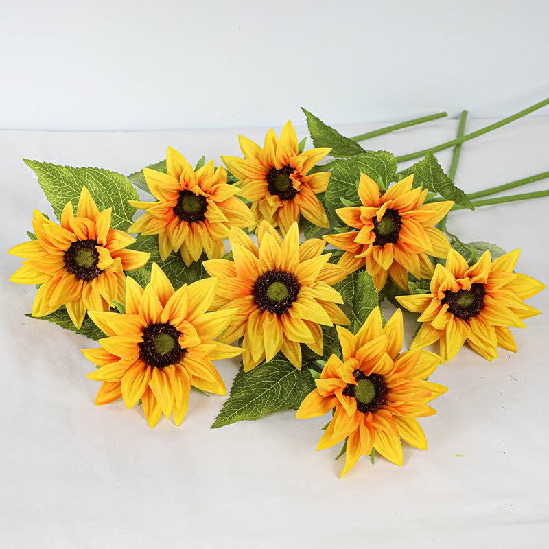 Realistic Sunflower Stems, 18" PU Artificial Flowers (2 Stems, 4.5" Heads) for Wedding Centerpieces, Home Decor, Farmhouse Vase Filler