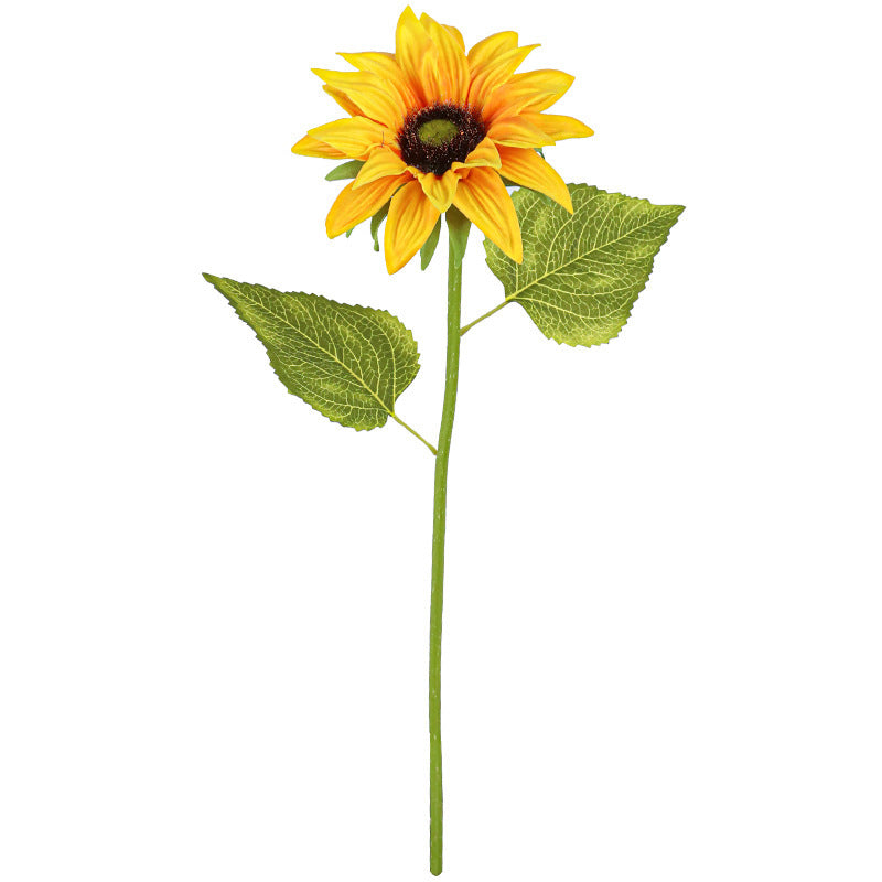 Realistic Sunflower Stems, 18" PU Artificial Flowers (2 Stems, 4.5" Heads) for Wedding Centerpieces, Home Decor, Farmhouse Vase Filler