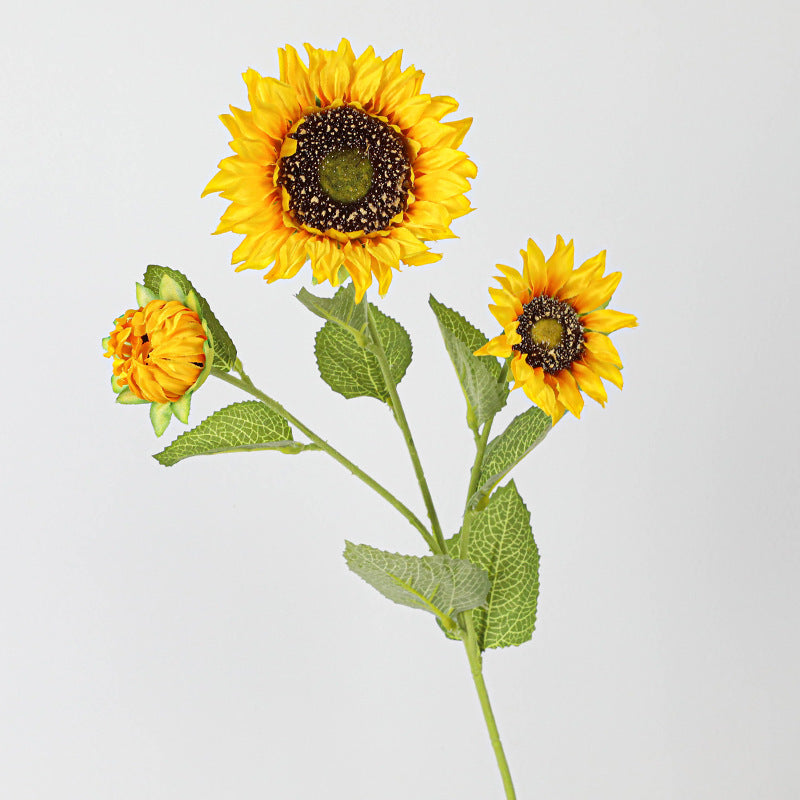 Sunflower Stems, 26" Real-Touch Artificial Flowers, 3 Blooms per Stem, 2-Pack – Wedding Decor, Farmhouse Home, Vase Arrangements, Bulk Discounts
