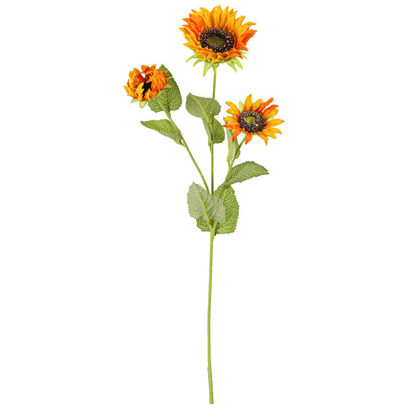 Sunflower Stems, 26" Real-Touch Artificial Flowers, 3 Blooms per Stem, 2-Pack – Wedding Decor, Farmhouse Home, Vase Arrangements, Bulk Discounts