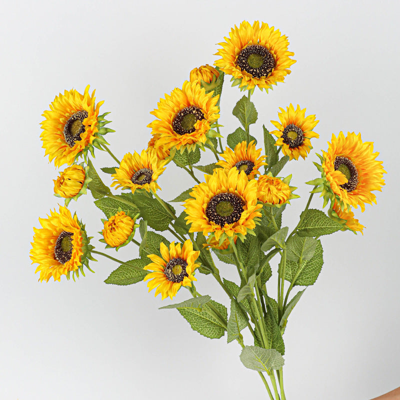 Sunflower Stems, 26" Real-Touch Artificial Flowers, 3 Blooms per Stem, 2-Pack – Wedding Decor, Farmhouse Home, Vase Arrangements, Bulk Discounts