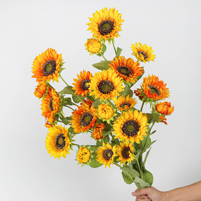 Sunflower Stems, 26" Real-Touch Artificial Flowers, 3 Blooms per Stem, 2-Pack – Wedding Decor, Farmhouse Home, Vase Arrangements, Bulk Discounts