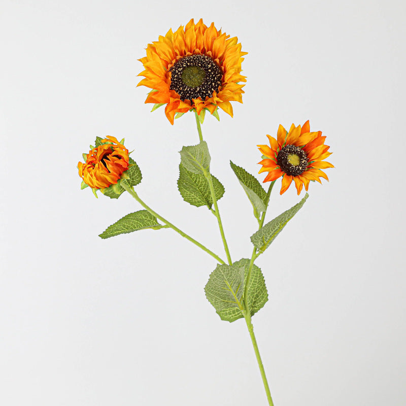 Sunflower Stems, 26" Real-Touch Artificial Flowers, 3 Blooms per Stem, 2-Pack – Wedding Decor, Farmhouse Home, Vase Arrangements, Bulk Discounts