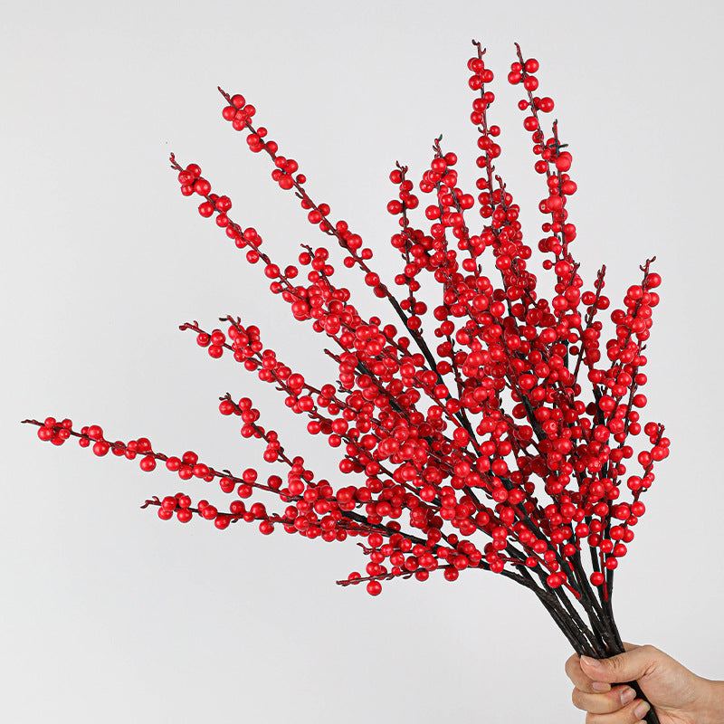 Holly Berry Faux Stem - 28" Real-Touch Artificial Branch with Red Berries, Home Decor, Wedding Centerpiece, Seasonal Arrangements