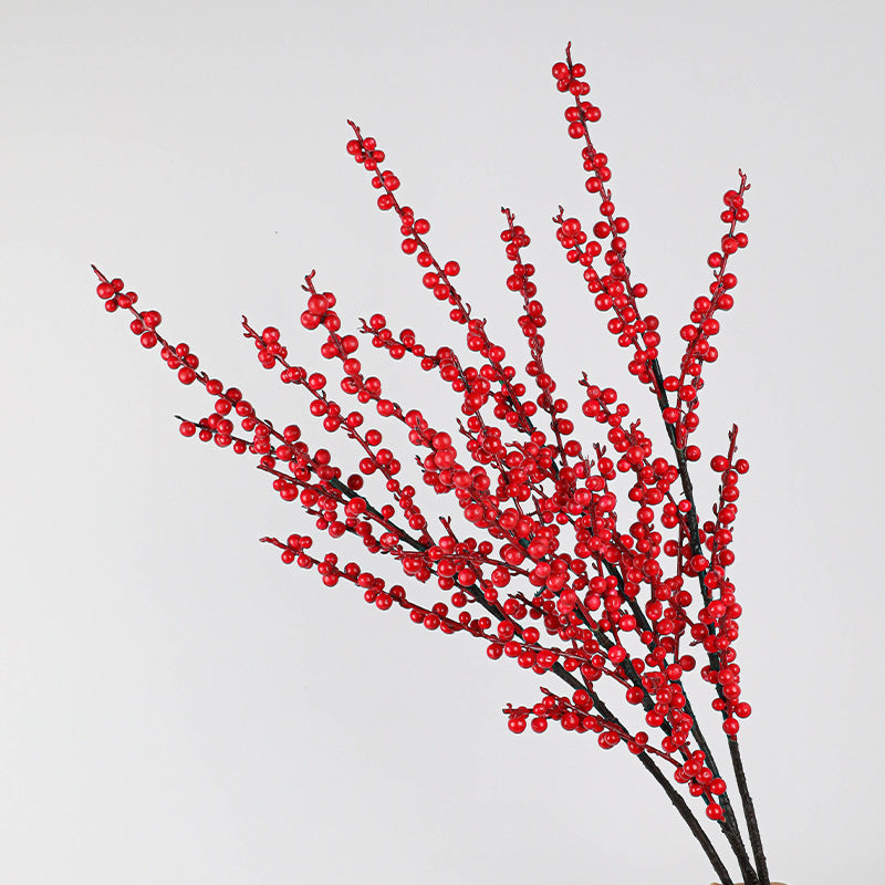 Holly Berry Faux Stem - 28" Real-Touch Artificial Branch with Red Berries, Home Decor, Wedding Centerpiece, Seasonal Arrangements