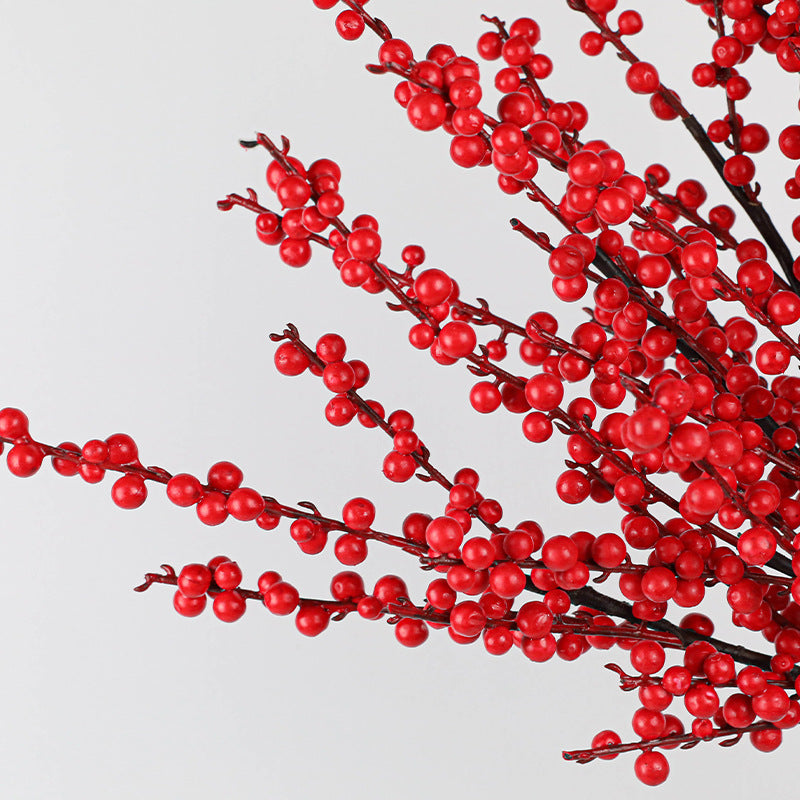 Holly Berry Faux Stem - 28" Real-Touch Artificial Branch with Red Berries, Home Decor, Wedding Centerpiece, Seasonal Arrangements
