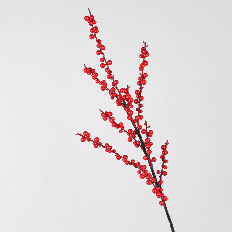 Holly Berry Faux Stem - 28" Real-Touch Artificial Branch with Red Berries, Home Decor, Wedding Centerpiece, Seasonal Arrangements