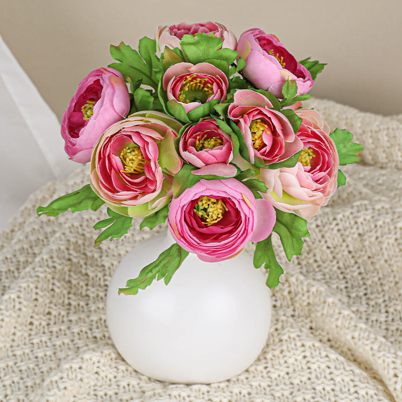 Artificial Rose Bouquet, 6 Real-Touch Tea Roses, 10" Stems for Vases, Wedding Centerpieces, Home Decor & Floral Arrangements