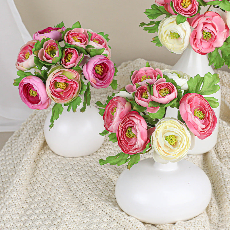 Artificial Rose Bouquet, 6 Real-Touch Tea Roses, 10" Stems for Vases, Wedding Centerpieces, Home Decor & Floral Arrangements