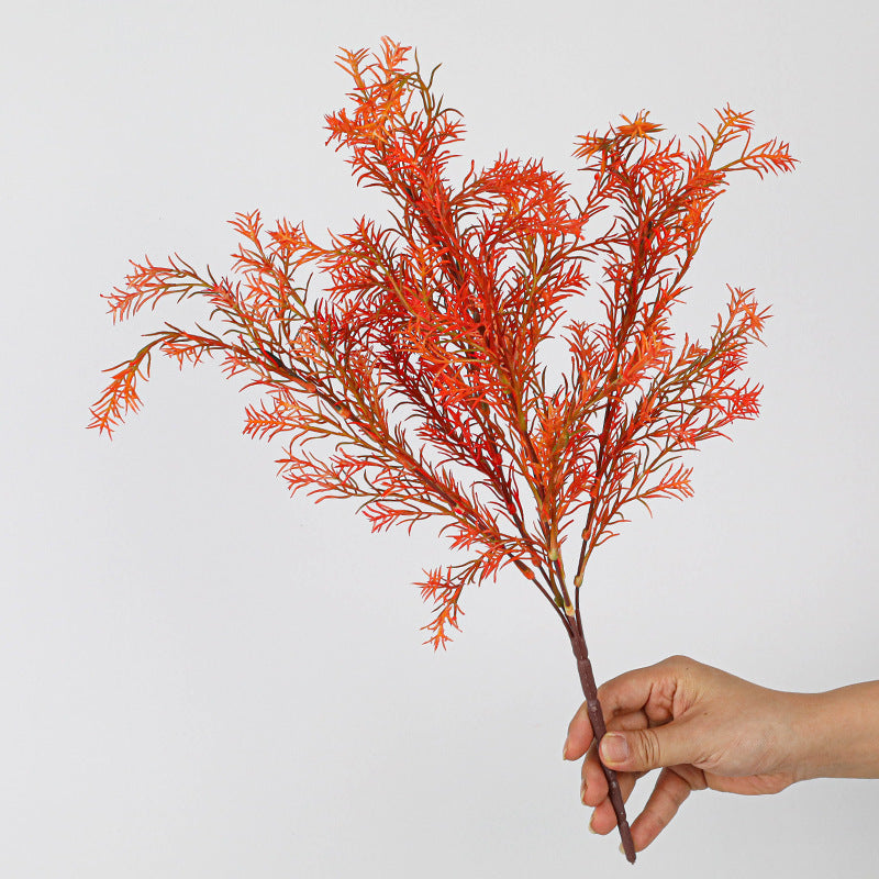 20" Real-Touch Artificial Golden Cinnamon Foliage Stems, 5-Piece Set - Lifelike Vase Arrangements, Wedding Centerpieces, Home & Office Decor