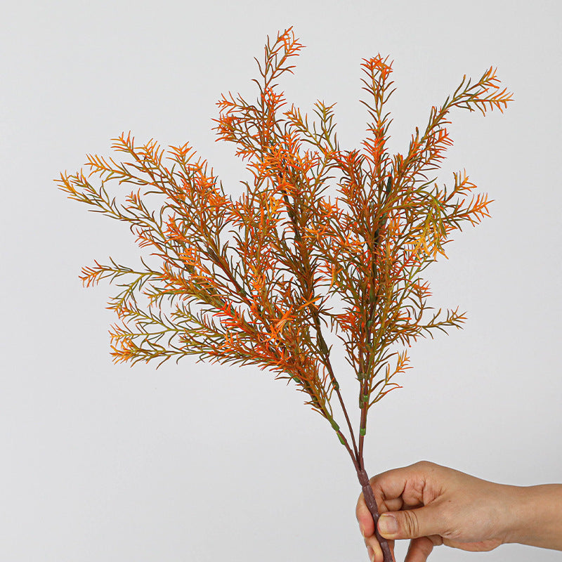 20" Real-Touch Artificial Golden Cinnamon Foliage Stems, 5-Piece Set - Lifelike Vase Arrangements, Wedding Centerpieces, Home & Office Decor