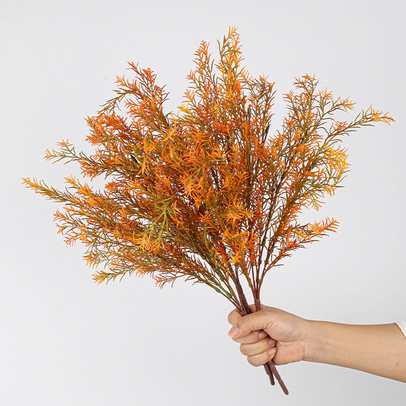 20" Real-Touch Artificial Golden Cinnamon Foliage Stems, 5-Piece Set - Lifelike Vase Arrangements, Wedding Centerpieces, Home & Office Decor