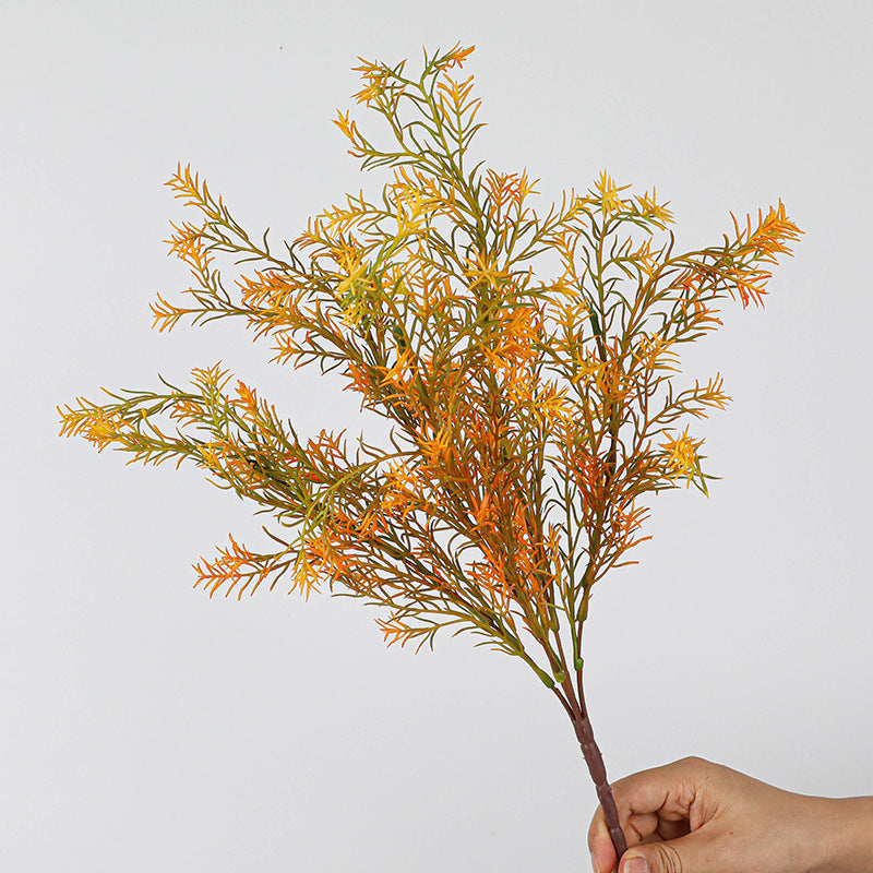 20" Real-Touch Artificial Golden Cinnamon Foliage Stems, 5-Piece Set - Lifelike Vase Arrangements, Wedding Centerpieces, Home & Office Decor