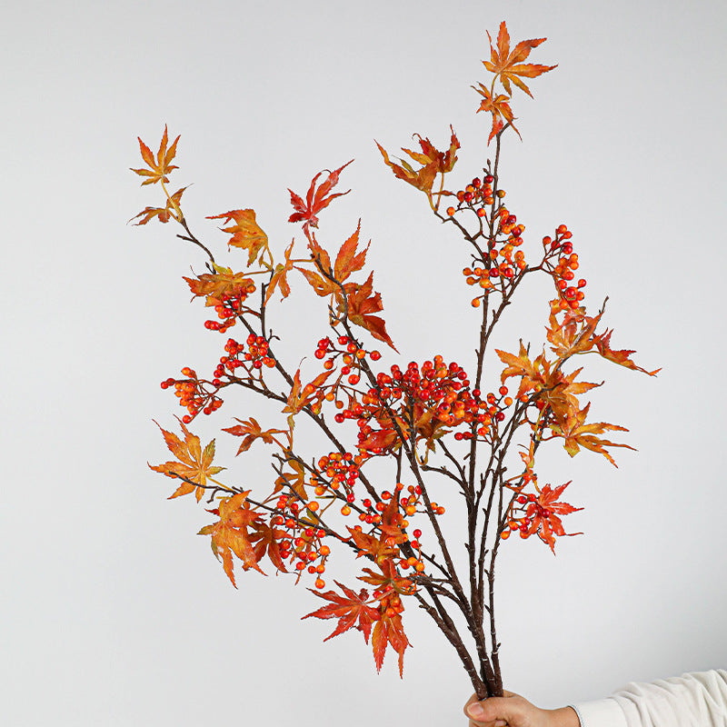 Purple Beautyberry & Maple Foliage Stem - 37" Real-Touch Artificial Branch for Vases, Wedding Centerpieces, Home Decor, Seasonal Displays