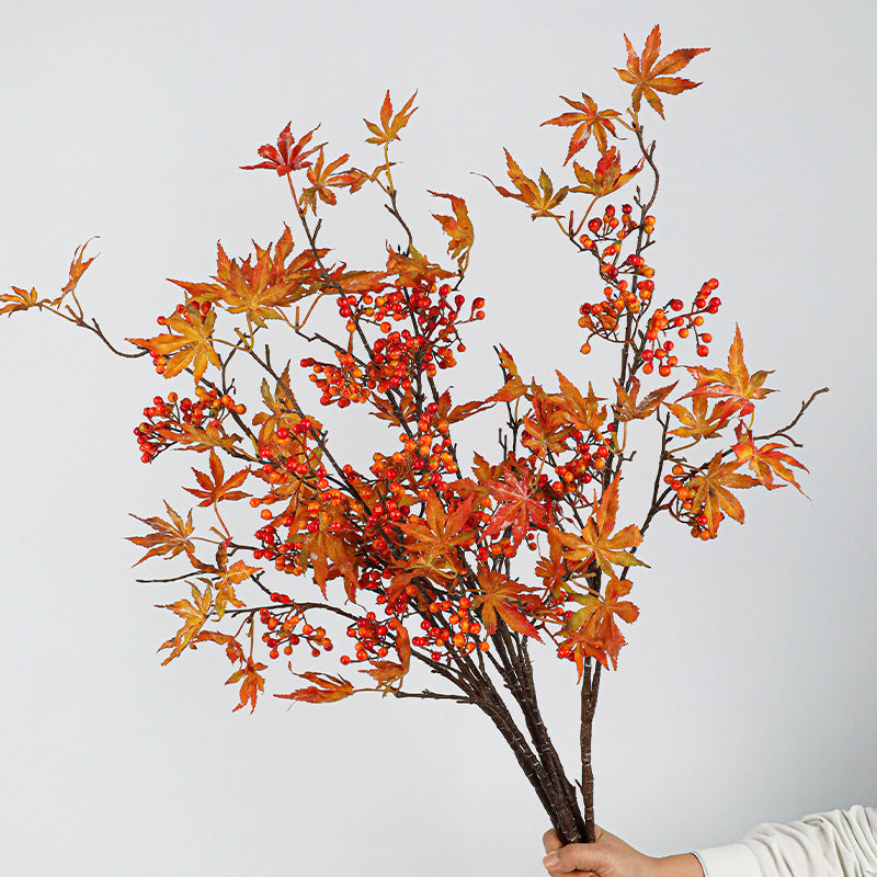 Purple Beautyberry & Maple Foliage Stem - 37" Real-Touch Artificial Branch for Vases, Wedding Centerpieces, Home Decor, Seasonal Displays