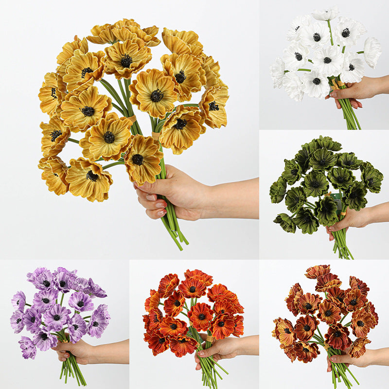 Realistic Artificial Poppy Stems, 6-Head PU Poppies 12" Long for Wedding Decor, Home Vase Arrangements & Commercial Displays