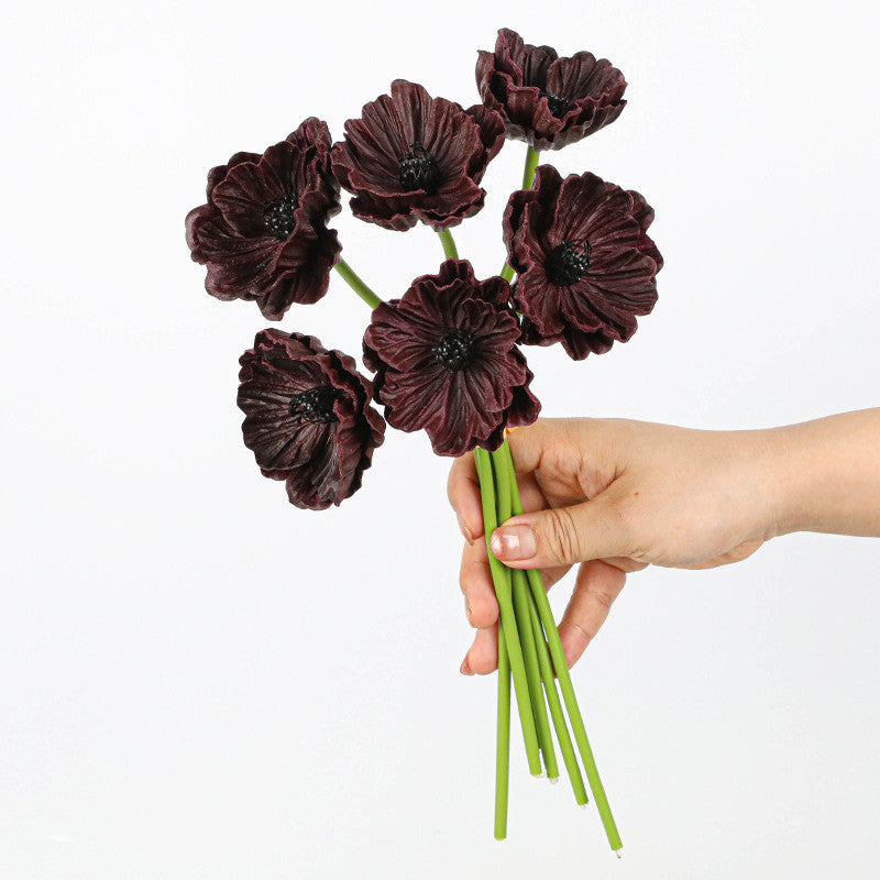 Realistic Artificial Poppy Stems, 6-Head PU Poppies 12" Long for Wedding Decor, Home Vase Arrangements & Commercial Displays