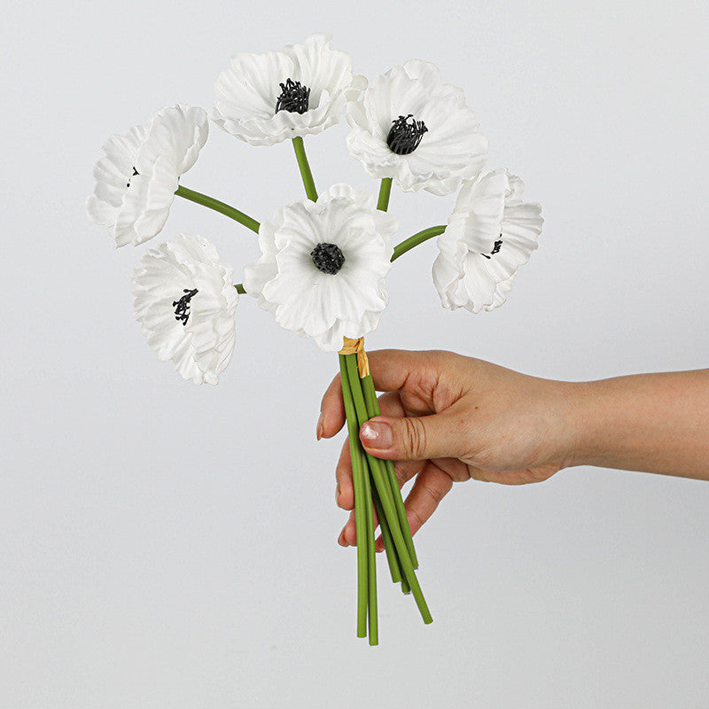 Realistic Artificial Poppy Stems, 6-Head PU Poppies 12" Long for Wedding Decor, Home Vase Arrangements & Commercial Displays
