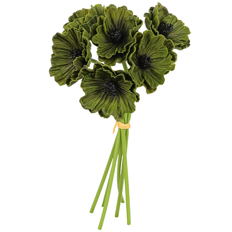 Realistic Artificial Poppy Stems, 6-Head PU Poppies 12" Long for Wedding Decor, Home Vase Arrangements & Commercial Displays