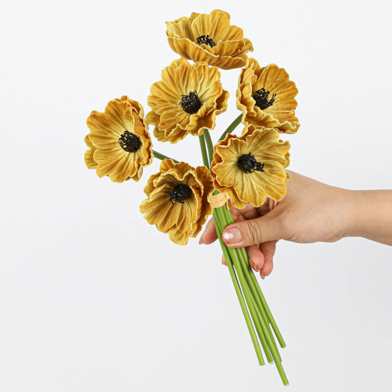 Realistic Artificial Poppy Stems, 6-Head PU Poppies 12" Long for Wedding Decor, Home Vase Arrangements & Commercial Displays