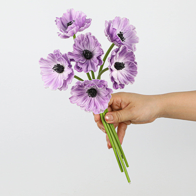 Realistic Artificial Poppy Stems, 6-Head PU Poppies 12" Long for Wedding Decor, Home Vase Arrangements & Commercial Displays