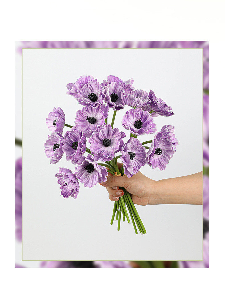 Realistic Artificial Poppy Stems, 6-Head PU Poppies 12" Long for Wedding Decor, Home Vase Arrangements & Commercial Displays