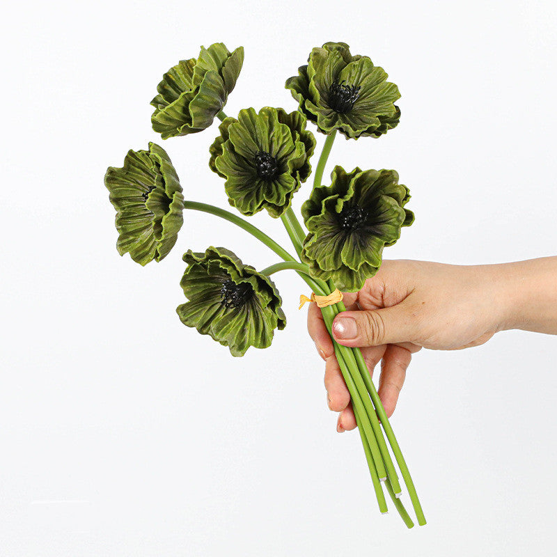 Realistic Artificial Poppy Stems, 6-Head PU Poppies 12" Long for Wedding Decor, Home Vase Arrangements & Commercial Displays
