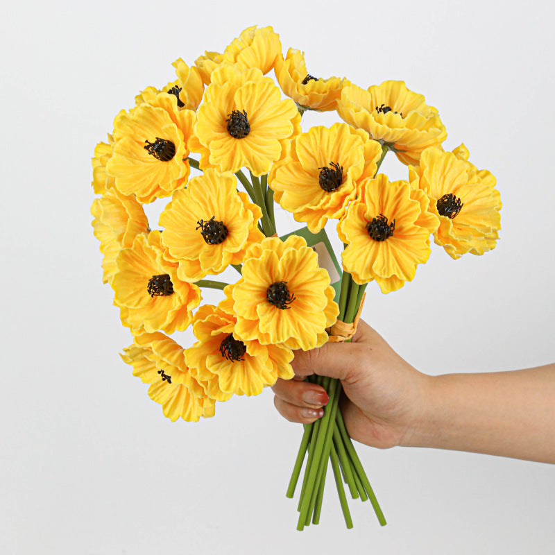 Realistic Artificial Poppy Stems, 6-Head PU Poppies 12" Long for Wedding Decor, Home Vase Arrangements & Commercial Displays