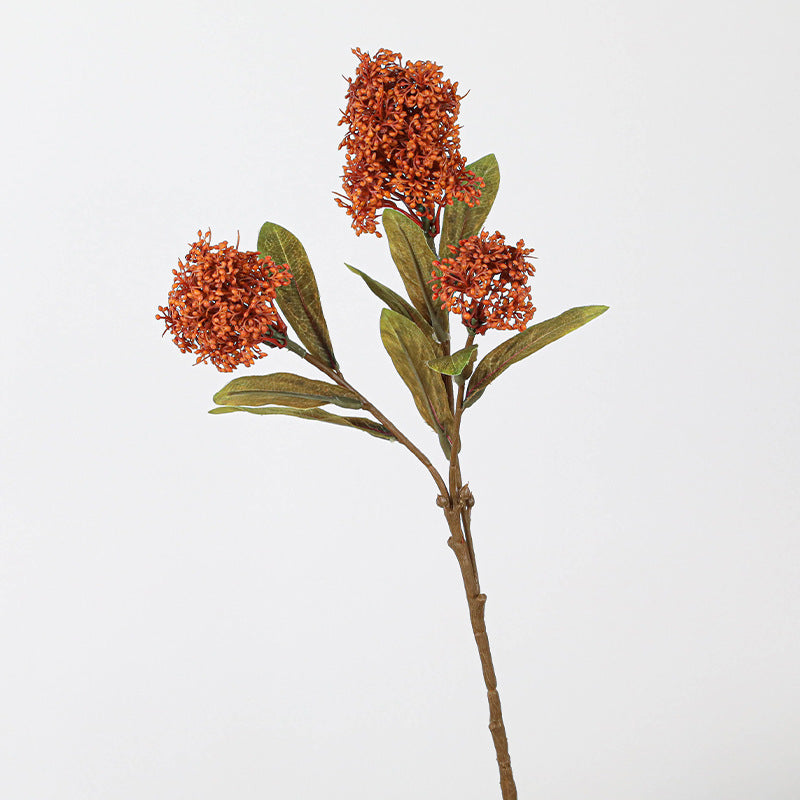 3‑Head Skimmia Artificial Flowers, 23" Real-Touch Faux Florals for Holiday Decor, Weddings & Home Vases – Bulk Discounts Available
