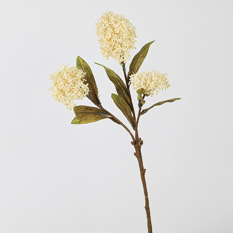 3‑Head Skimmia Artificial Flowers, 23" Real-Touch Faux Florals for Holiday Decor, Weddings & Home Vases – Bulk Discounts Available