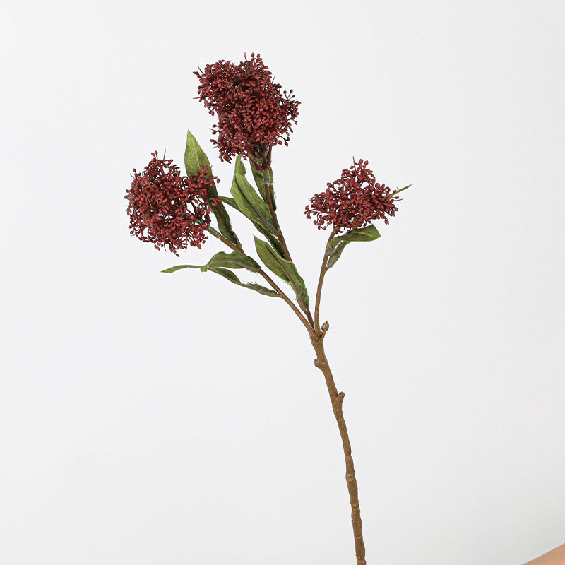 3‑Head Skimmia Artificial Flowers, 23" Real-Touch Faux Florals for Holiday Decor, Weddings & Home Vases – Bulk Discounts Available