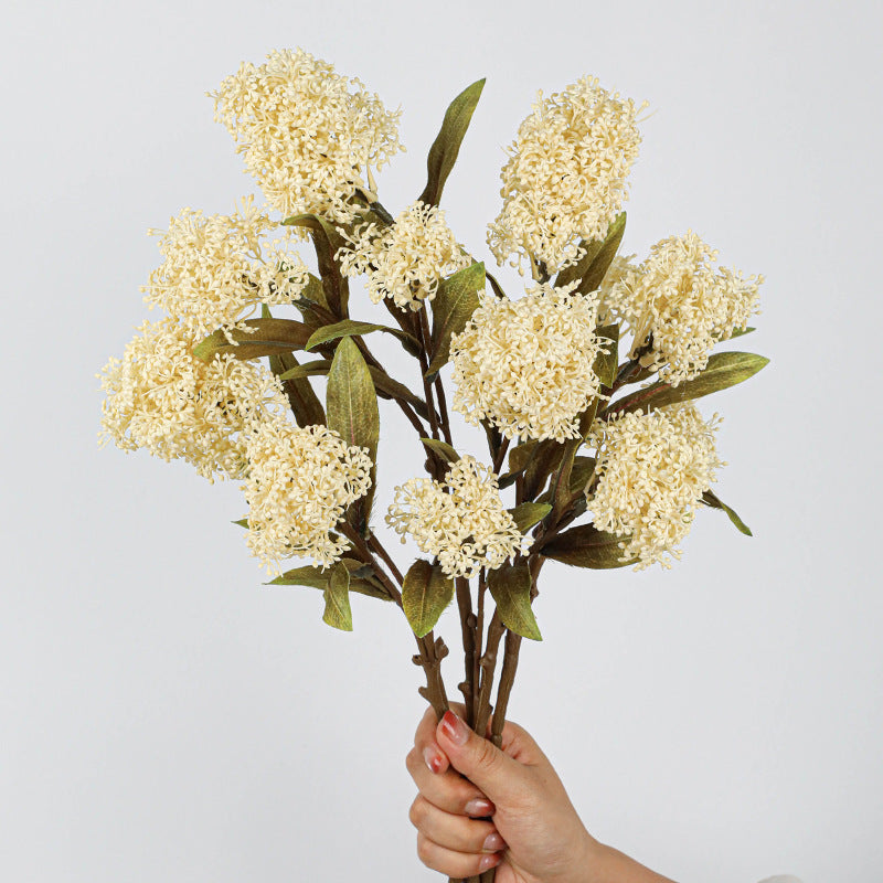 3‑Head Skimmia Artificial Flowers, 23" Real-Touch Faux Florals for Holiday Decor, Weddings & Home Vases – Bulk Discounts Available