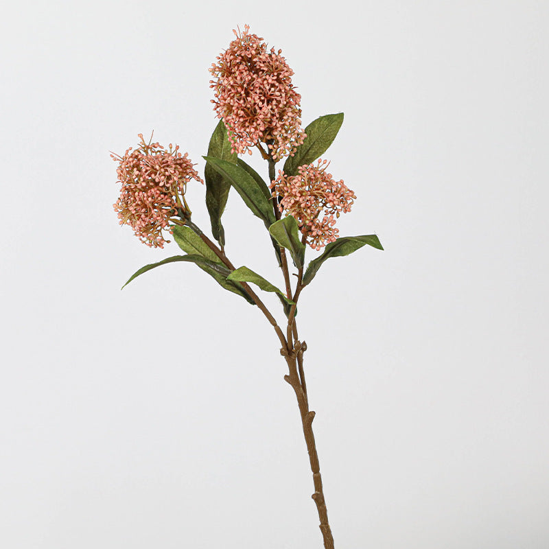 3‑Head Skimmia Artificial Flowers, 23" Real-Touch Faux Florals for Holiday Decor, Weddings & Home Vases – Bulk Discounts Available