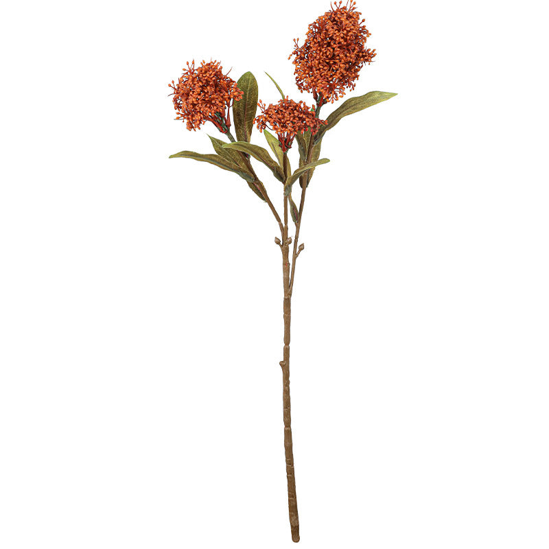3‑Head Skimmia Artificial Flowers, 23" Real-Touch Faux Florals for Holiday Decor, Weddings & Home Vases – Bulk Discounts Available