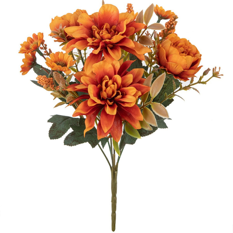 Artificial Dahlia Stem, 12" Tall with 6.5" Bloom, Real-Touch Faux Flower for Vase Arrangements, Wedding Decor, Fall Home Styling