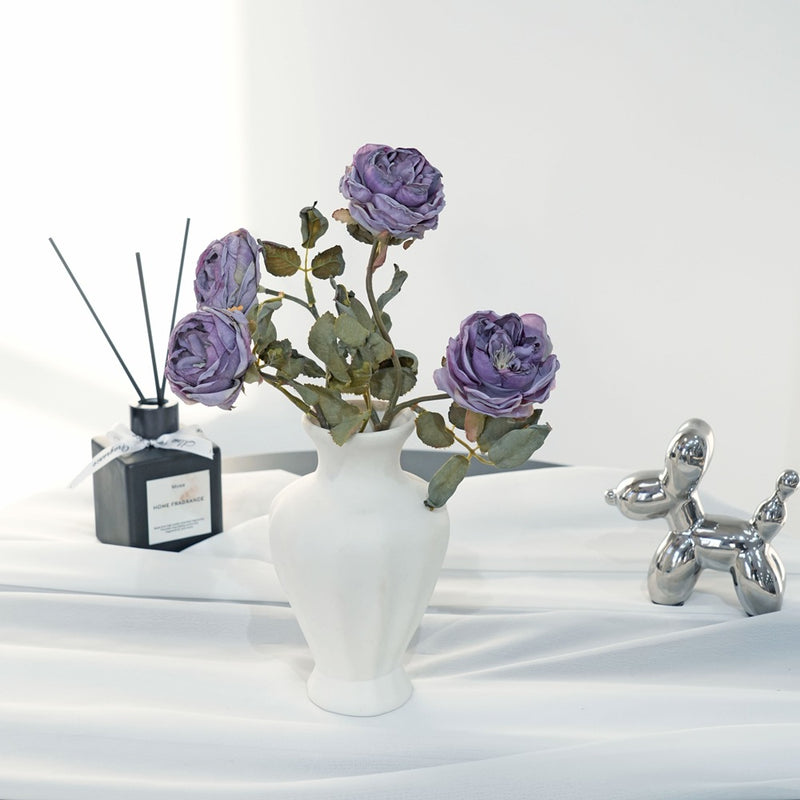Real-Touch Faux Rose Stems, 13" Tall with 2.5" Blooms - Set of 2 Artificial Roses for Vase Arrangements, Wedding Centerpieces, Home & Office Decor