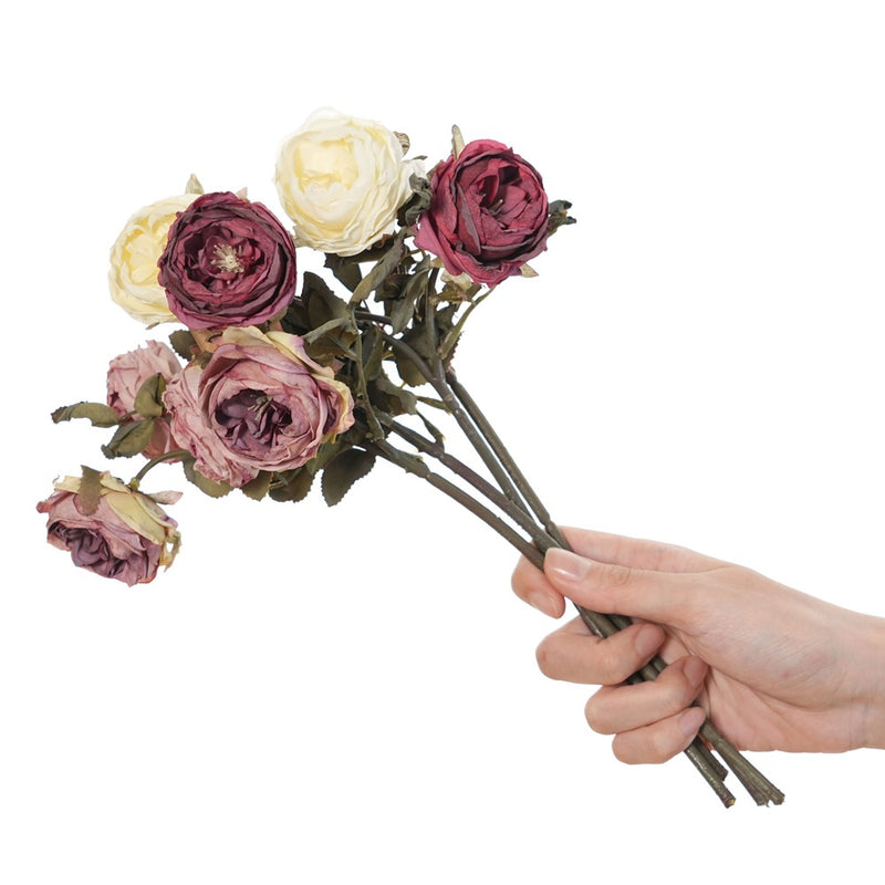 Real-Touch Faux Rose Stems, 13" Tall with 2.5" Blooms - Set of 2 Artificial Roses for Vase Arrangements, Wedding Centerpieces, Home & Office Decor