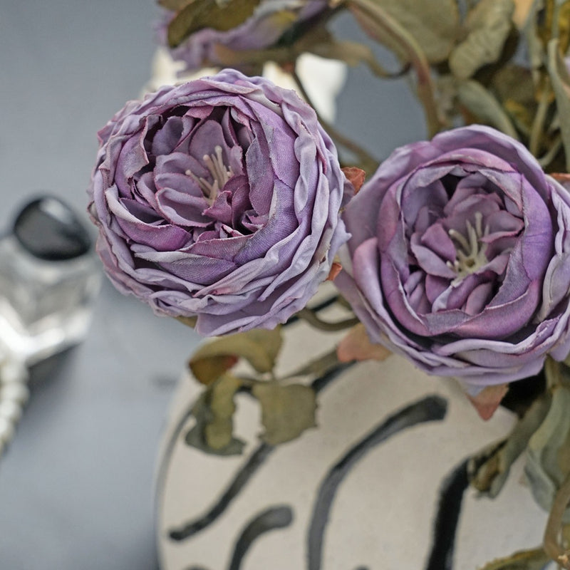 Real-Touch Faux Rose Stems, 13" Tall with 2.5" Blooms - Set of 2 Artificial Roses for Vase Arrangements, Wedding Centerpieces, Home & Office Decor