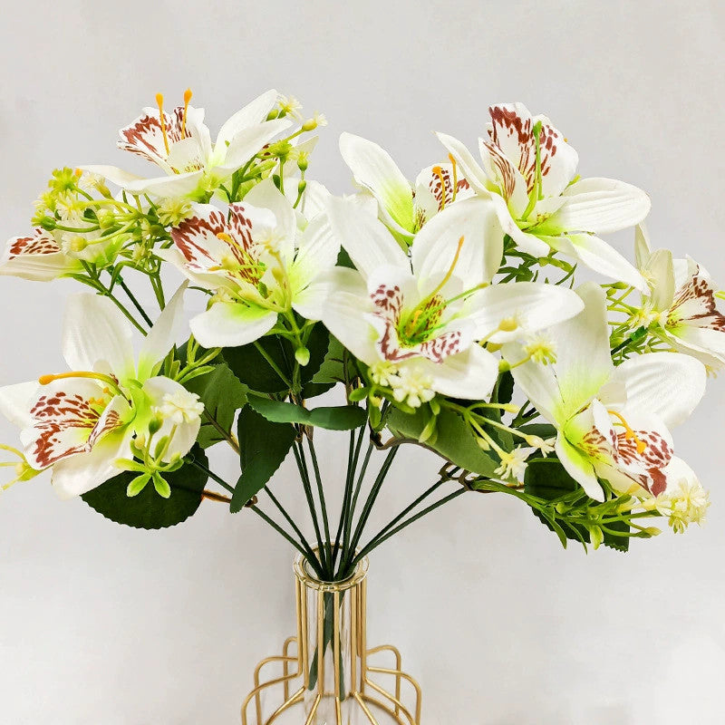 Real Touch Silk Orchid Stems - Set of 6 Lifelike Faux Flowers, 14" Tall with 3.5" Blooms, Bendable Stems for Vase Arrangements, Wedding Decor, Home & Office